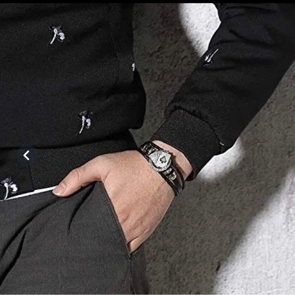 Unisex Leather Braided Bracelet Poker Spade Royal Flush - Picture 7 of 13